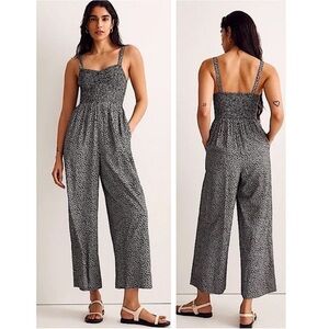 Madewell Black and White Floral Lucie Wide-Leg Jumpsuit